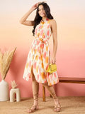 Modeve Women Multicolor A-Line Sleeveless Button Closure Dress_Medium