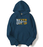 Adro Never Give Up Design Printed Hoodies/Sweatshirts For Men & Women (H20-M-Ngu-Sb_Teal_2Xl)