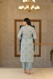 Gosriki Women'S Cotton Blend Straight Printed Kurta With Pant (Surili Blue-Gs_Xl_Blue_X-Large),Blue,,B0D2Y67GWV