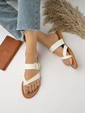 Shoetopia Stylish Side Buckle Detailed White Flats For Women & Girls /Uk7,White,7,B0C3RJDJ8S