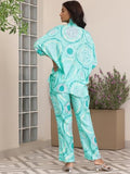 Libas Womens Printed Silk Blend Co-Ord Set For Women Blue Xl 39020