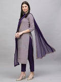 Anni Designer Women'S Cotton Blend Straight Printed Kurta With Pant & Dupatta (Dmpl Begani-Nw_M_Purple_Medium),Purple,M,Cotton Blend,Straight,Kurta, Scarf