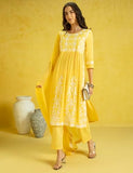 Kaari Rayon Womens Kurta Set (KAAAW24WSKD-70018_Amaltas Yellow_S)