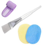 Mksl Face Pack Brush And Face Cleaning Sponge NonSlip Spa Headband Combo Facial Mask Brush Set For MenS And WomenS (MultiCol