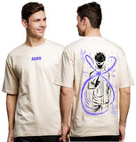 ADRO Oversize T Shirt for Men | Drop Shoulder Cotton T Shirt | Anime Oversize T-Shirt | Luffy T Shirt Gear 5| Trendy Front and Back Printed T Shirt|OVR24-L1-ANI-BE-L Beige,Beige