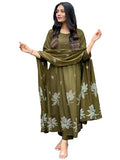 Gosriki Women'S Rayon Viscose Anarkali Printed Kurta With Pant & Dupatta (Gangori Mehandi-Vks01-Gs_Xl_Mehandi_X-Large),Mehandi,,B0DX24WBNN
