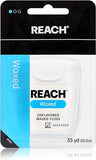 REACH Unflavored Waxed Dental Floss, 55 yds (Pack of 4)