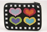Coin Purse Hearts On Black Needlepoint Kit