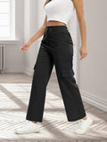 Toplot Cotton Multi-Pocket Cargo Pant For Women (Straight-Cargo-5191-Black-38),Black,38,B0D5VH6BDD