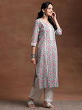Libas Women'S Cotton Printed Straight Kurta (29061R Blue Blue L