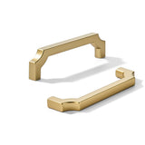 khtumeware 2-Pack 3-1/2 Inch Square Brushed Gold Cabinet Pulls, Solid Satin Gold Zinc Alloy Heavy-Duty Handles for Kitchen/Bathr