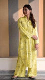 Anni Designer Women'S Rayon Viscose Straight Printed Kurta With Palazzo (Canva Yellow-Vks01_Xl_Yellow_X-Large),Yellow,XL,Rayon,Casual,