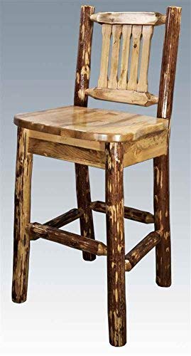 Montana Woodworks Barstool With Back Wooden Seat