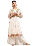 Gosriki Women'S Cotton Blend Chikankari Multi Work Embroidered Long Kurta (Simi White-Nw-Gs_S_White_Small),White,,B0CBXHT4FW