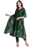Gosriki Women'S Rayon Blend Printed Anarkali Kurta With Pant & Dupatta (Varuna Green-Vks01-Gs_S_Green_Small),GREEN,,B0DRNPW5X6