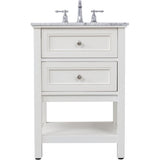 Elegant Decor Metropolis 24 Single Marble Top Bathroom Vanity In White