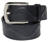 Walletsnbags Oillpullup Leather Stiched And Ribbed Belt (B3_Black_32)