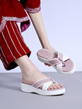 Shoetopia Cross Strap Mauve Wedges For Women & Girls /Eu38,Mauve,5,B0F317MZYS