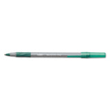 BIC Round Stic Grip XtraComfort Medium Ball Point Pen, Green, 12 Pack