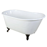 Kingston Brass Aqua Eden VCTND5328NT5 Cast Iron Slipper Clawfoot Bathtub with Oil Rubbed Bronze Feet without Faucet Drillings, 5