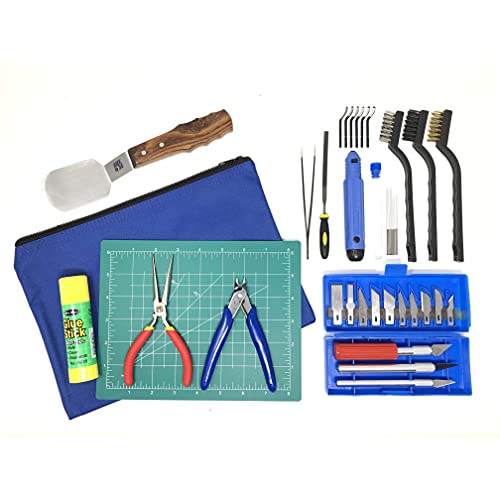 Amx3D Economy 3D Printer Tool Kit - All The 3D Printing Tools & Accessories Needed To Remove, Clean & Finish 3D Prints For Adhes