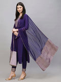 Anni Designer Women'S Cotton Blend Straight Printed Kurta With Pant & Dupatta (Kiku Begani_S_Purple_Small),Purple,S,Cotton Blend,KIKU BEGANI_1378,