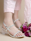 Shoetopia Embellished Rhinstone Silver Heels For Girls /Eu39,Silver,6,B0F31B6K8B