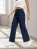 Toplot Cotton Multi-Pocket Cargo Pant For Women (Straight-Cargo-5191-Navy-34),Navy,34,B0D5VH48NG