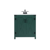 Elegant Decor Grant 30 Aluminum Mdf Single Bathroom Vanity In Green