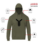 Adro Men'S Cotton Neck Hooded Sweatshirt (H22-M-Lnn-Ol_Olive_M)