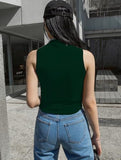 Kotty Women'S Slim Fit Sleeveles Ribbed T-Shirt(Green,S)