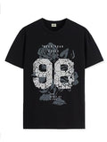 Adro Graphic Printed T-Shirt For Men - 100% Cotton, Regular Fit, Soft Breathable Fabric. (Rn23-M-98-Bl_Black_L)