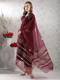 Gosriki Women'S Rayon Blend Anarkali Solid Kurta With Pant & Dupatta (Jaynti Wine-Vks03-Gs_Xxl_Wine_Xx-Large),Wine,2,B0DJWFHJT7