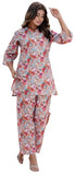 LookMark Women's Trendy Printed Cotton Blend Straight Orange Color Kurta and Palazzo Set (AZ-LM-P1-KS2075 Orange-XXL)