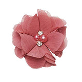 Chenkou Craft Pac.k of 12pcs Chiffon Flowers Ribbon Bows W/Beads 2-3/8 (60mm) Appliques Wedding Decor Bulk Lots (Lt. Mauve)