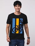 Adro Men'S Bike Rider Printed Cotton T-Shirt (Rn23-M-Bik-Bl_Black_S)