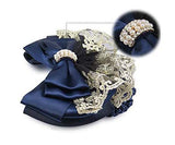 2Pcs Professional Hair Bun Cover Snood Hairnet Bowknot with Lace Pearl Crystal Decoration Barrette Hair Clip Hair Accessories fo