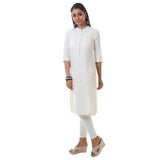 Aurelia Womens Band Neck Solid Kurta (Natural_X-Small) Natural Xs Crk13519-03207
