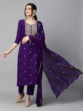 Gosriki Women'S Embroidered Kurti & Kurti Pant Dupatta Set Combo Pack Of 2 (Kasturi Begani & Kari Black-Gs_S_Multi_Small),Multicolour,,B0D17WK695