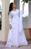 Wedani Georgette White Embroidered Anarkali Dress For Women,White,XL,,,