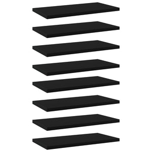 Vidaxl 8-Piece Set Modern Black Bookshelf Boards, 15.7'X7.9'X0.6', Durable Engineered Wood, Easy Installation, Added Storage, Replacement Panels For Old Furniture,Floating Shelves