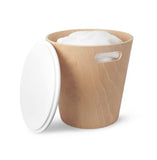 Umbra Woodrow, Modern Ottoman With Storage, Large Round Stool, Natural Wood/White