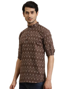 Sojanya (Since 1958 Men'S Cotton Brown Printed Only Short Kurta Brown 2Xl
