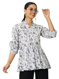 Libas Women'S Cotton Floral A-Line Kurtis (29370O_Grey_L)