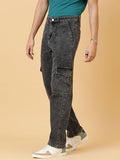KOTTY Men's Solid Mid Rise Straight Fit Stylish Looking Cargo Jeans(Grey 32),Jade Grey_1