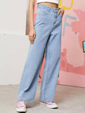 Kotty Womens Straight Button Solid Baggy Jeans(Blue,Xl)_Kttladiesjeans2915Xl