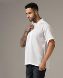 Leriya Fashion Textured Shirts for Men || Casual Shirt for Men || Shirt for Men|| Men Stylish Shirt || Men Fancy Shirt || Men Half Sleeve Shirt || Plain Shirts for Men || Shirts (Small White),White