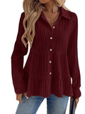 Toplot Tops For Women || Button-Up Tunic || Women Shirt (Sugar-Shirt-5247-Maroon-L),Maroon,,B0F13YCTCR