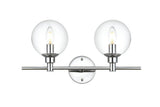 Living District Jaelynn 2-Light Iron & Glass Bath Sconce In Chrome/Clear