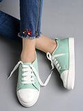 Shoetopia Smart Casual Lace-Up Green Sneakers For Women & Girls,Green,7,B0C5R8QL96
